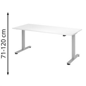 Hammerbacher Schreibtisch XMST 19, weiß / silber, elektrisch höhenverstellbar, 180 x 71-120 x 80 cm