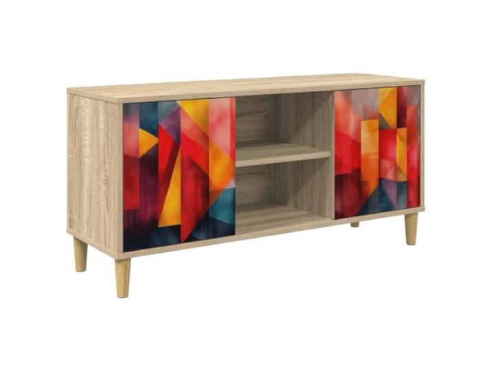 GHVBNMF TV Schrank Lowboard Sonoma 102x33x50cm Holzwerkstoff Stabiles Lowboard in Sonoma-Optik für Wohnzimmer und Schlafzimmer mit 2 Türen und freiem Luftstrom durch hohe Füße.