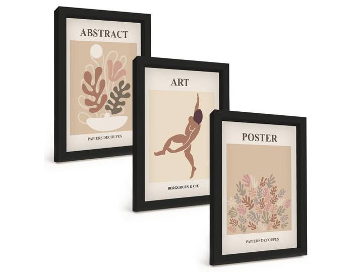 Tulup Bilder SET 3er Set - 20x30 cm Schwarzer Rahmen - Matisses stilvolle Kompositionen, Kunststoff, Rechteckig, 20x30 cm, gerahmt, Bilder & Rahmen, Bilder