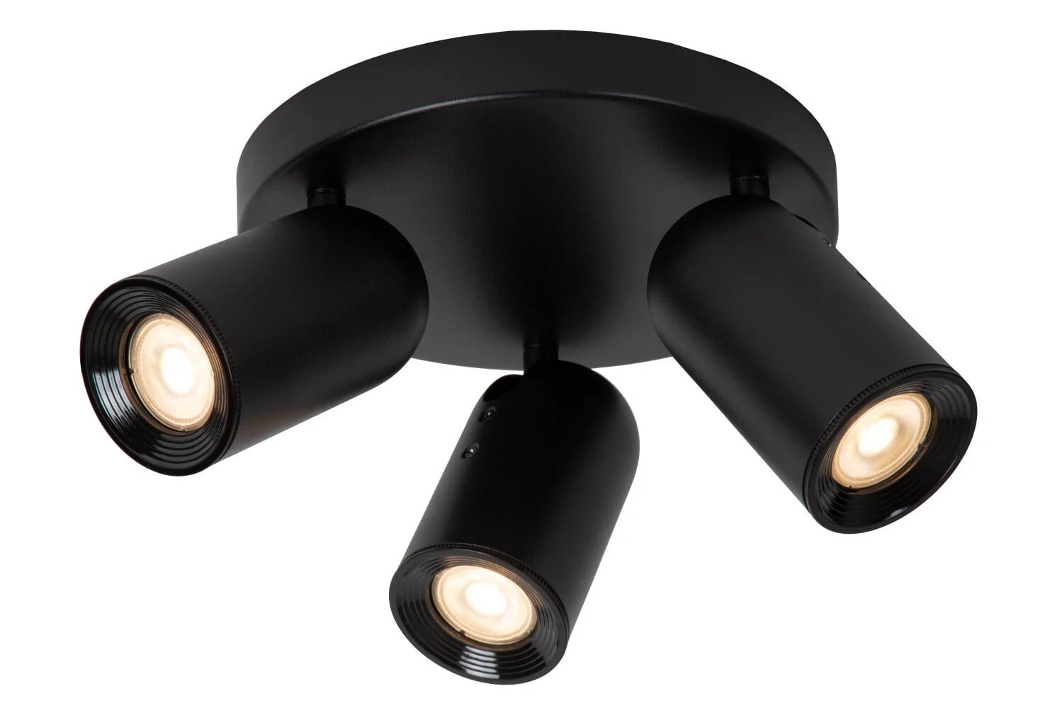 Lucide PUNCH Plafondspot Zwart - 3-lichts - Rond - Ø 21 cm - GU10 - Dimbaar en verstelbaar