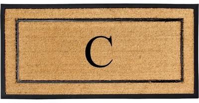 A1 Home Collections Natural Coir & Rubber Large Monogrammed Door Mat