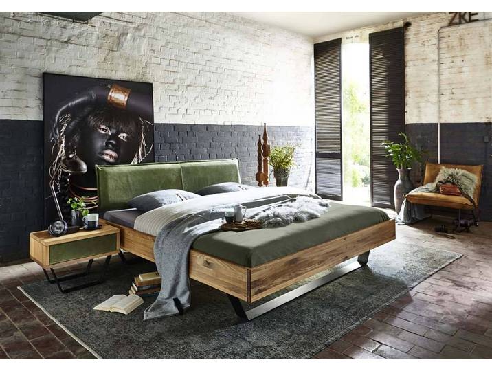 Bett MODERN mit Metallkufen und Kopfteil aus Echtleder – 3%-Vorkasse-Rabatt