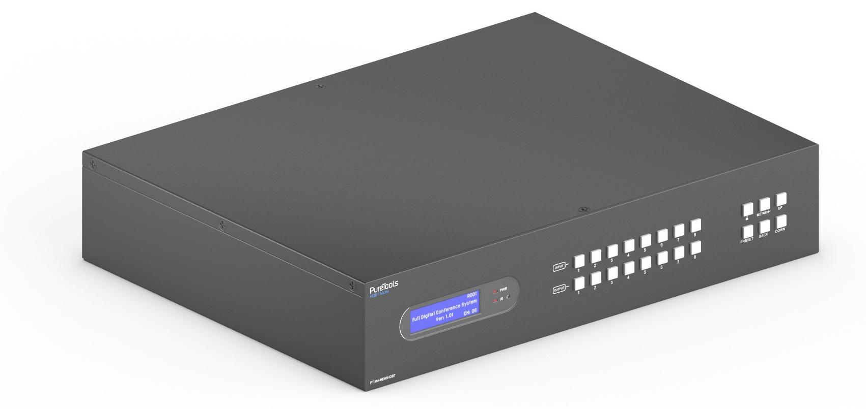 PureTools PT-MA-HD88HDBT, AV-Matrix-Umschalter, 18 Gbit/s, 3840 x 2160 Pixel, 3840 x 2160 Pixel, Grau, 1U