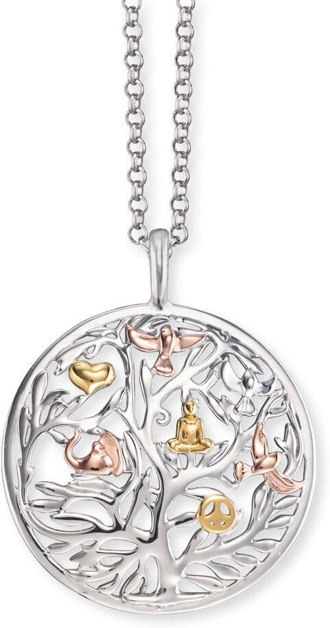 Kette mit Anhänger ENGELSRUFER "Kette Lebensbaum", rosa (silberfarben, goldfarben, roségoldfarben), Halsketten, Damen, Silber 925 (Sterlingsilber), L: 50, Kette mit Anhänger