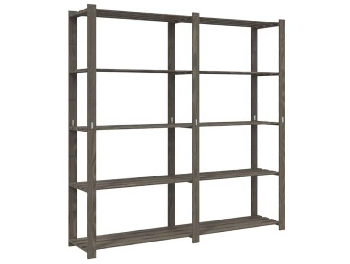 vidaXL Lagerregal mit 5 Böden Grau 170x38x170 cm Massivholz Kiefer