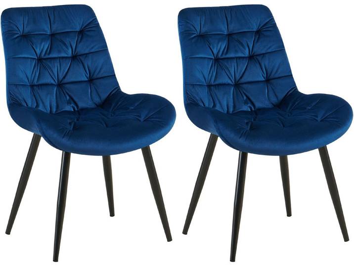CLP Esszimmerstuhl Rossford Samt (2er Set), Gesteppt, 4-Fuß-Stuhl, Metallgestell