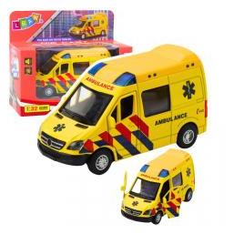 Lean Toys Lean Krankenwagen Metal Powered Pull Back Lights Sounds Gelb 1:32 (66648648)