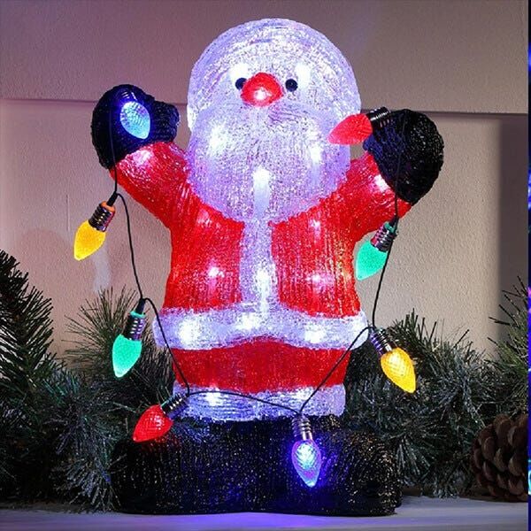 Noma 35cm Acrylic Santa With String Lights