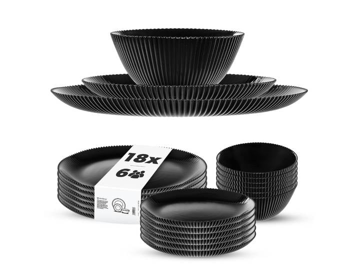 KADAX Service de table noir 6 ensembles