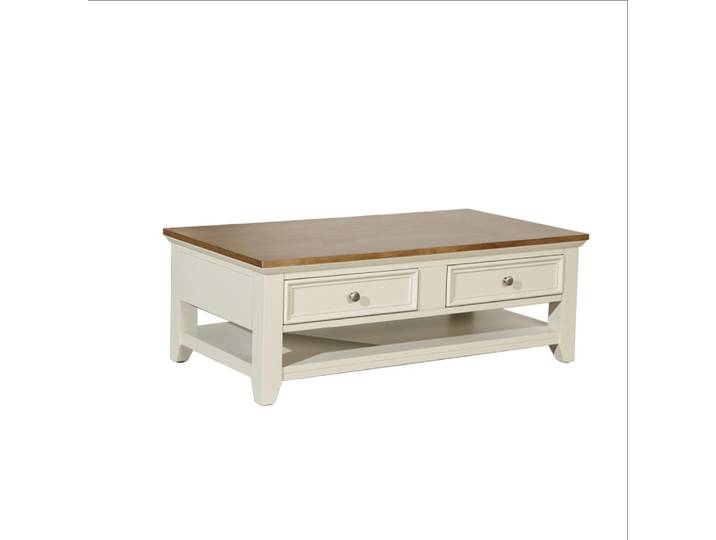 Table basse rectangulaire style contemporain, double blanc