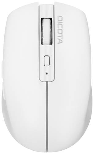 Dicota Notebook Maus Bluetooth Weiß 5 Tasten 800 dpi, 1200 dpi, 1600 dpi Abnehmbares Kabel, Integriertes Scrollrad, Wiederaufladbar