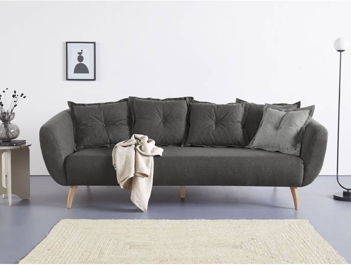 3-Sitzer HOME AFFAIRE Baggio modern und romantisches Design, bequem , grau (anthrazit), B:236cm H:80cm T:103cm, Sofas, Zierkissen inklusive