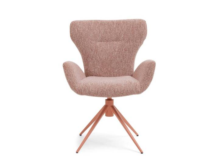 Musterring JustB! SP150 Schalensessel - in verschiedenen Bezugs-und Gestellvarianten - Jaquard Lodge blush - Stativgestell Metall Lack blush - inkl. Drehfunktion Drehfunktion, Rückholfunktion Modern, Skandinavisch