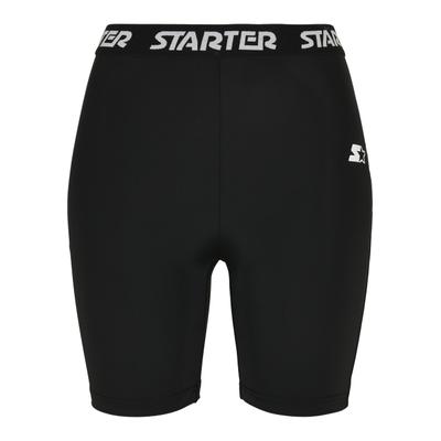 Shorts STARTER BLACK LABEL "Starter Black Label Damen Ladies Starter Logo Tape Cycle Shorts", Damen, Gr. M, US-Größen, schwarz, 80% Polyimid, 20% Elasthan, unifarben, slim fit, Hosen Shorts