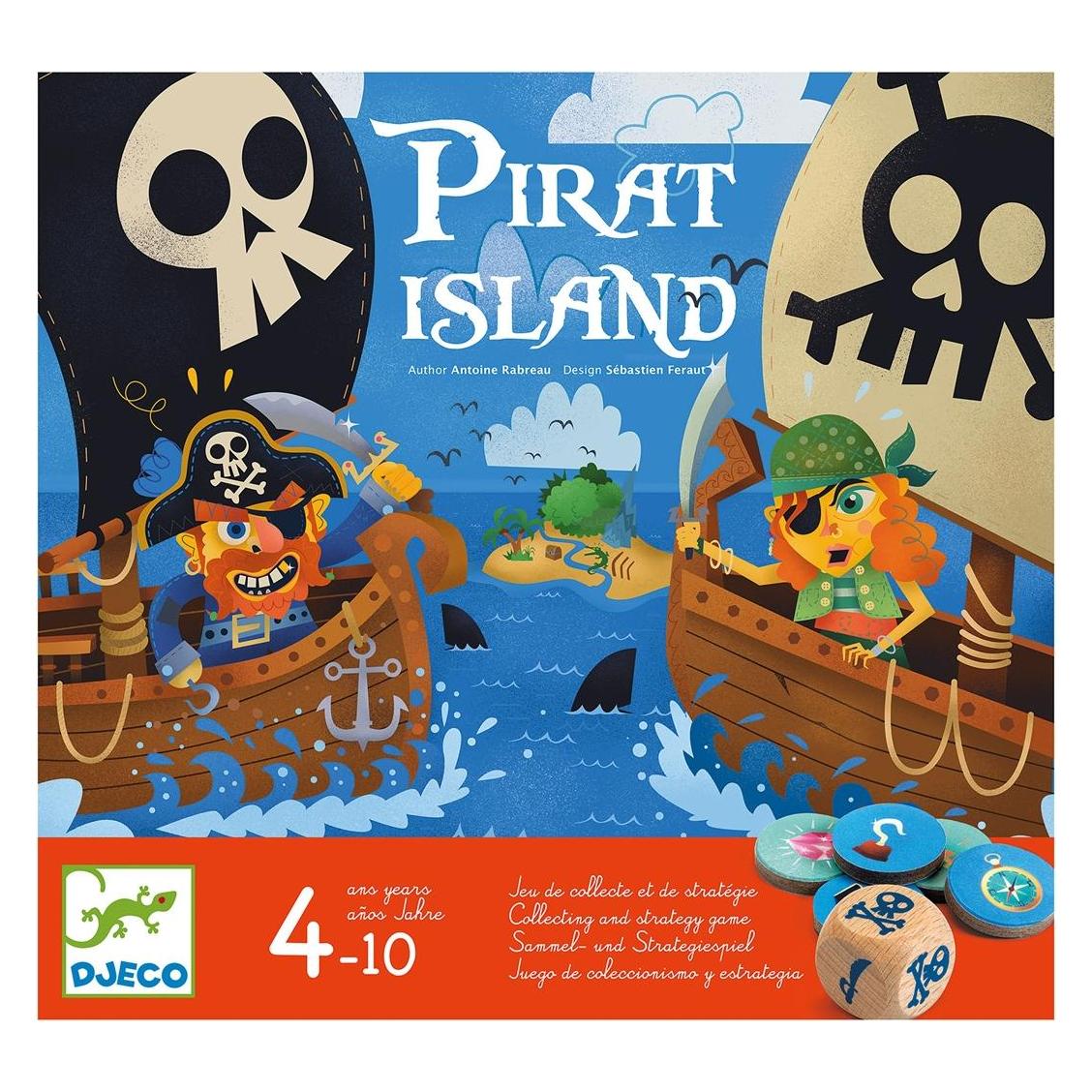 Djeco Pirat Island (Englisch, Französisch, Italienisch, Portugiesisch, 2 - 4 Spieler) (5408595)
