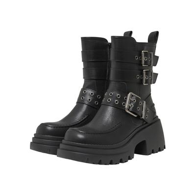 Stiefel BUFFALO "Buffalo BRAVR BOOTIE BIKE - VEGAN NAPPA", Damen, Gr. 41, schwarz, Polyurethan, unifarben, Schuhe Stiefel