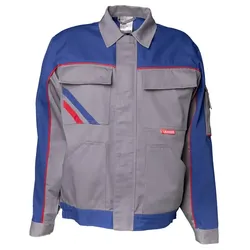 Bundjacke "HIGHLINE" 285g/m2 Canvas-Besatz - 42 - zink/kornblau/rot