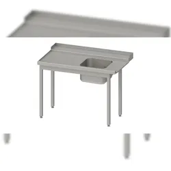 Stalgast Edelstahl  Zulauftisch, Korbführung mit Gefälle, ohne Grundboden, ein Becken 1400x750x880 mm, Anbauseite links, verschweißt