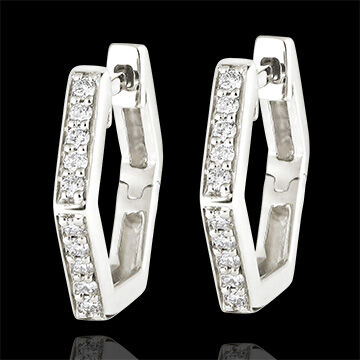 Edenly Creolen Frische - Hexagonia - 9 Karat WeiÃŸgold und Diamanten