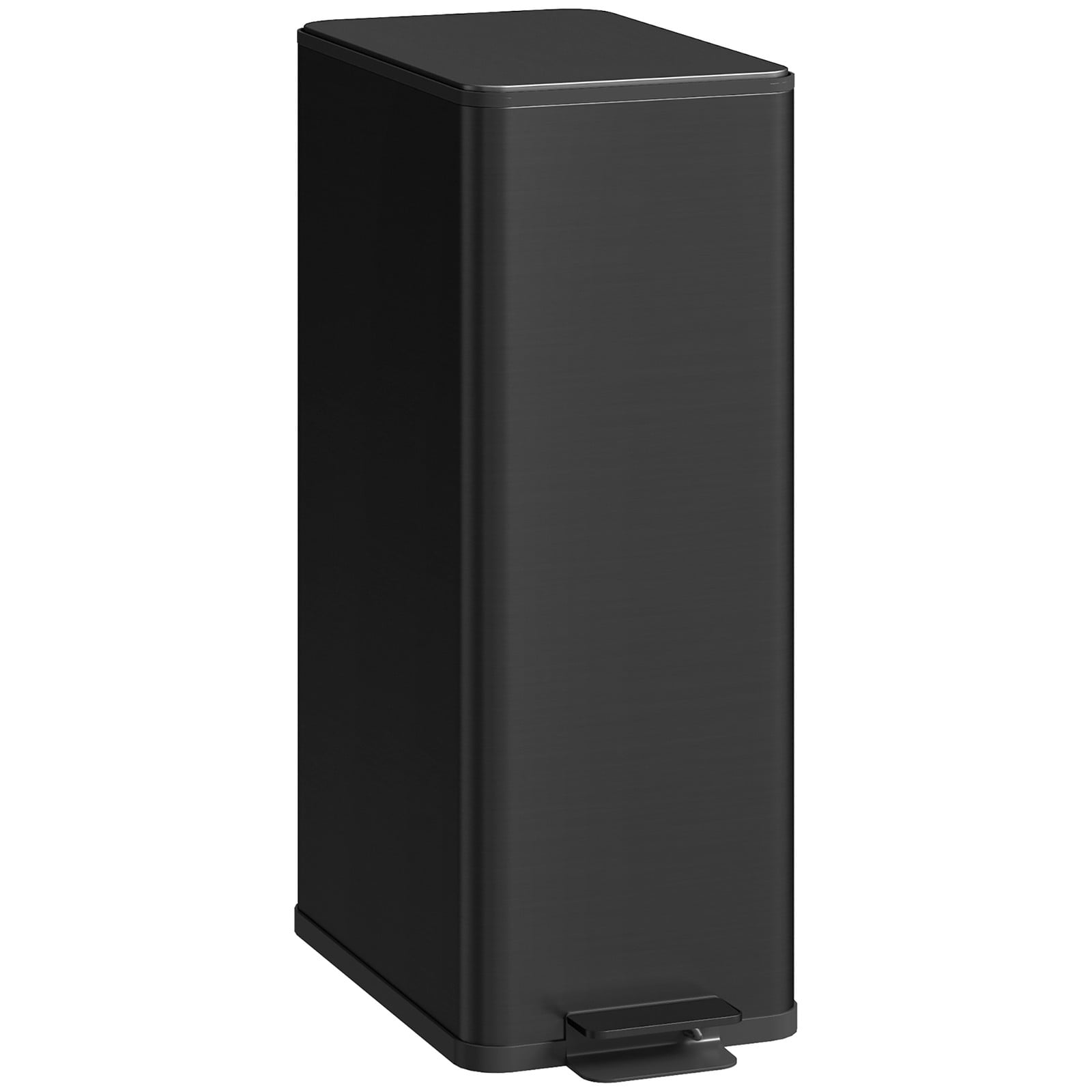 HOMCOM Prullenbak 20L met Softclose Deksel en Geurfiltervak, Vingerafdrukbestendig, Roestvrij Staal, Zwart