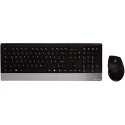MediaRange Tastatur (DE, Kabellos), Tastatur, Schwarz, Silber