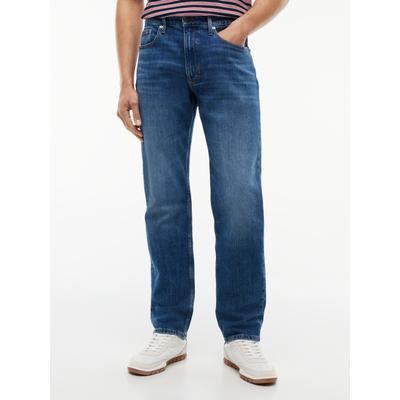 Straight-Jeans TOMMY JEANS "RYAN SLIM STRAIGHT", Herren, Gr. 32, Länge 30, blau (denim schwarz), Denim/Jeans, Obermaterial: 99% Baumwolle, 1% Elasthan, unifarben, slim fit lang, Jeans Straight-Jeans, Slim fit mit Taschen