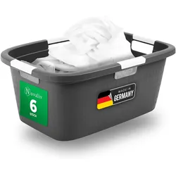 Novaliv Sparset 6X Wäschewanne mit 4 Griffen 40L Anthrazit , Wäschebox Set Wäscheeimer Wäschebehälter für Bad Wäsche Schmutzwäsche , Wäschewannen Laundry Basket Haushalt Korb Sammler Box