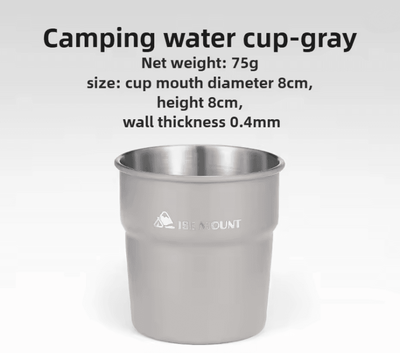 Inspire Essentials Stainless Steel Camping Cup Outdoor Beer Mug With Storage Bag light Gray