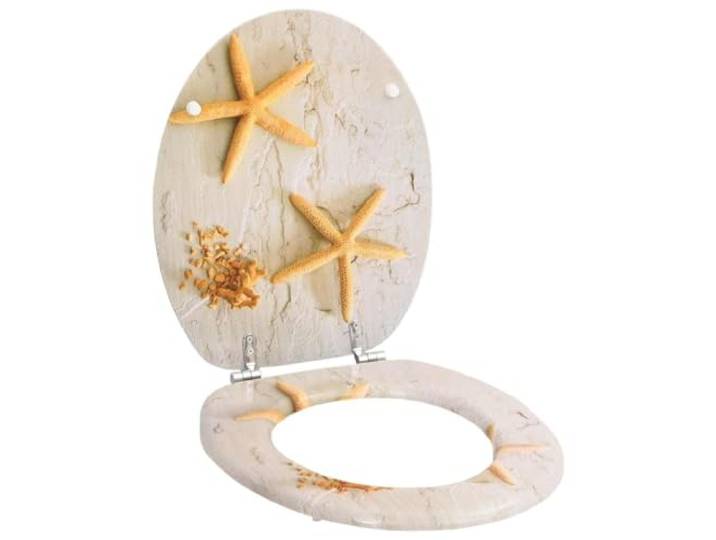 vidaXL Siège de Toilette avec Couvercle MDF Étoile de mer