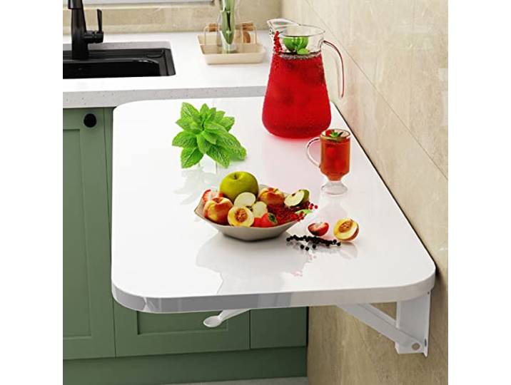 MMleYN Wandklapptisch Küche, Strapazierfähiger Klapptisch Esstisch, Klapptisch Wand Für Kleine Räume, Platzsparender Wandklapptisch Für Küche, Waschküche, Restaurant ( Color : White , Size : 90*50cm/3