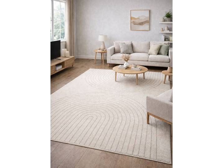Teppich MERINOS Eclipse , beige, B:140cm H:14mm L:200cm, Polypropylen, Teppiche, Teppich, moderner Wohnzimmer Teppich, geometrisches Design