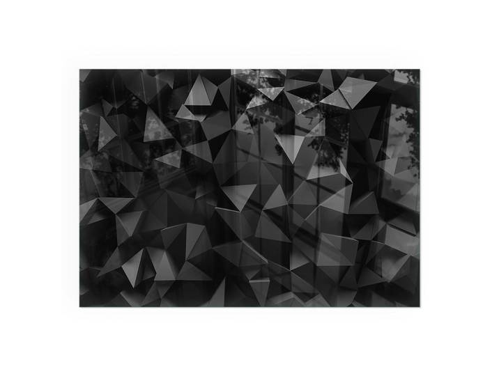 Tulup Kaminbodenplatte 100x70 cm - Dreidimensionale Geometrie, Schwarz, Glas, Rechteckig, 100x70x0.4 cm, Elektrogeräte, Heizgeräte, Elektrokamine