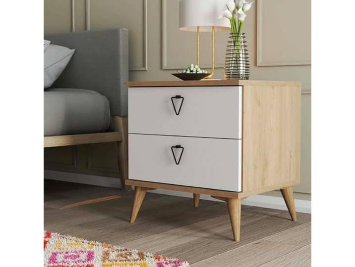Dmora Nachttisch Saphira 52x45x55,1 cm Braun 2 Schubladen, 1 Fach