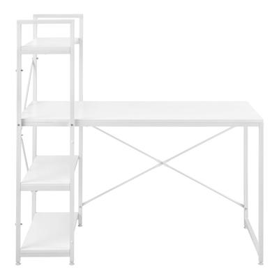 Helloshop26 - Schreibtisch mit Ablagen Arbeitsplatz Bürotisch melaminbeschichtete Faserplatte und Metall 122 x 120 x 64 cm weiß 03_0001139