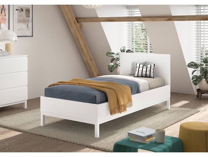 Lit simple 90 x 200cm Blanc