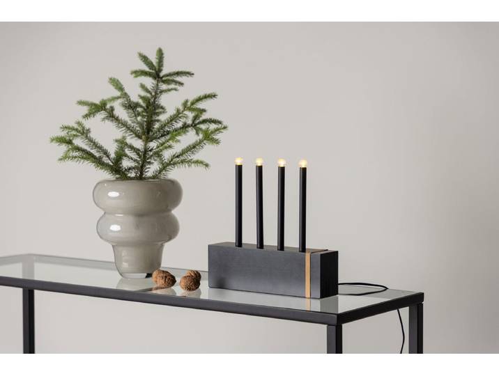 Weihnachtsbeleuchtung Mira - in Schwarz mit 4 Kerzen - Schwarz - Luxusbetten24