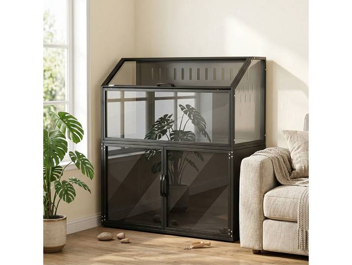 PawHut Cage Hamster Acier Noir avec Armoire de Rangement