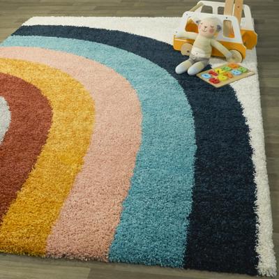 Balta Rugs Mod-Tod Amelia Rainbow Print Shag Kids Area Rug