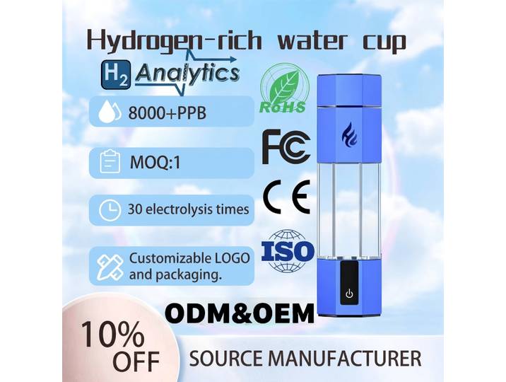 Meilleures ventes 2026, Bouteille d'eau hydrogénée 8000ppb, Type multifonctionnel 3-en-1, Valve de décompression supérieure, Tasse à boire portable
