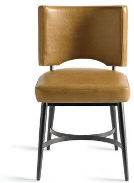 Kellan Dining Chair - Leather, Black Metal/Marbled Caramel - Grandin Road