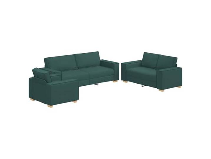 Makastle Sofa Couch 3er Set Dunkelgrün Leinenmischgewebe