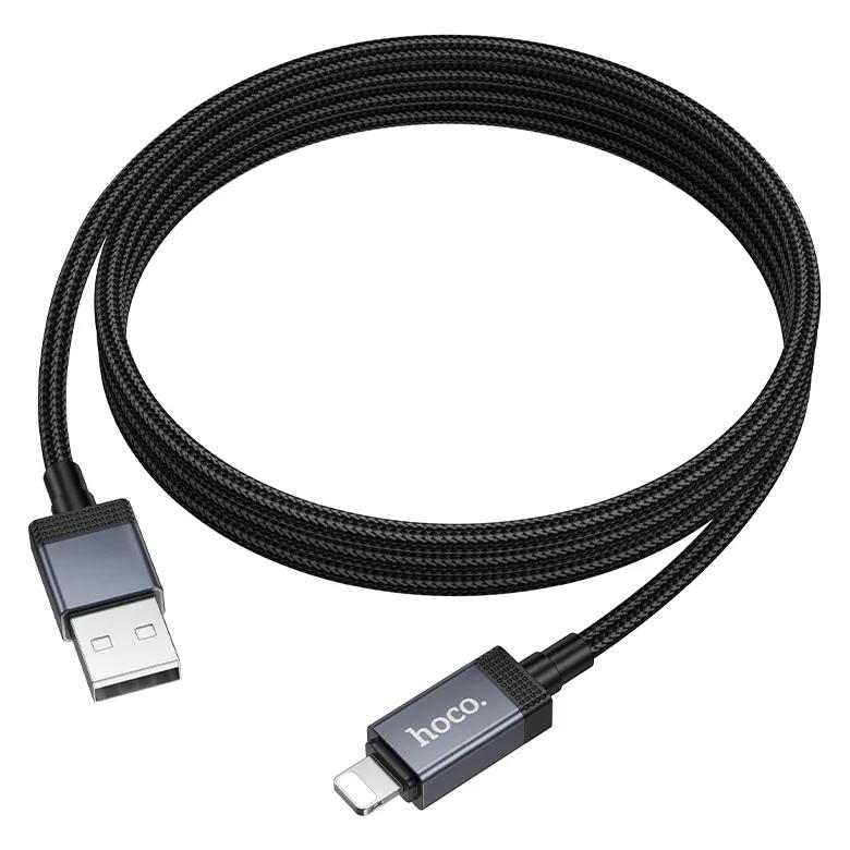 Hoco Cable Cable USB A to Lightning 2,4A with display 1 m X118 black (1 m, 12 W) (64643139)