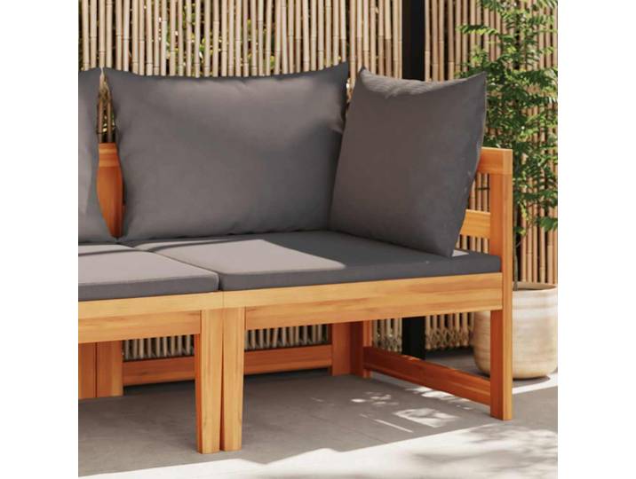 vidaXL Ecksofa mit Dunkelgrauen Kissen Massivholz Akazie