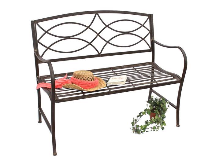 DanDiBo Gartenbank Metall Braun Wetterfest 109 cm 2-Sitzer, 109x89x52 cm, Gartenmöbel, Gartenbänke