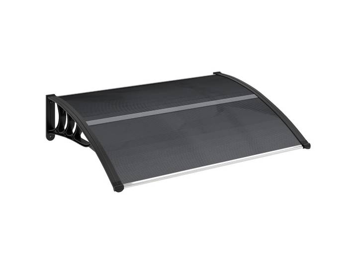 Outsunny Vordach-Für-Haustür Polycarbonat Schwarz, Kunststoff, 75x23x100 cm, Sonnenschutz
