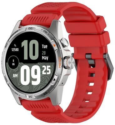 Everyday Crate TicWatch Atlas Pro 5 Enduro Silicone Watch Band With Black Steel Buckle Adjustable Replacement Strap red