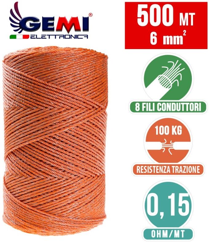 Gemi Elettronica Fil clôture électrique 500 m 6 mm² haute résistance longue distance pour chevaux sangliers élevage gemi