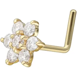 14/18 Karat Gold Nasenstecker L-Form MOISSANIT-BLUME
