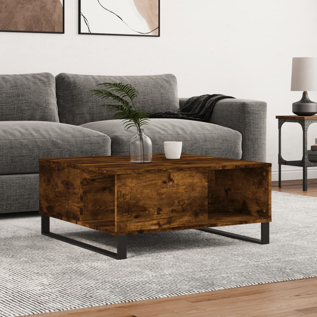 Metro Babli Coffee Table 80x80x36.5 cm Engineered Wood Smoked Oak