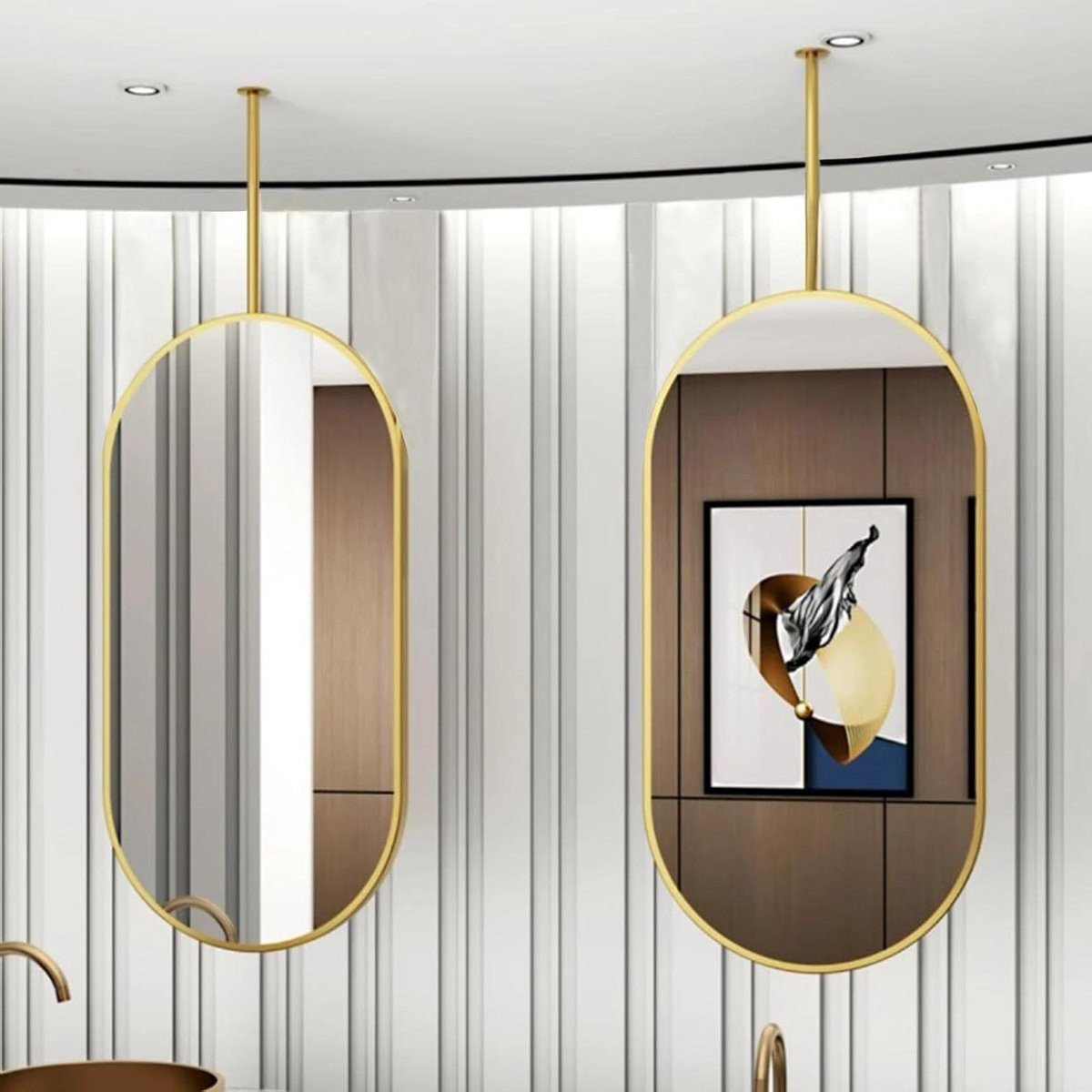Ovale Spiegel met Gouden Metalen Frame voor Badkamer of Kaptafel - 40 x 60 cm - Goud